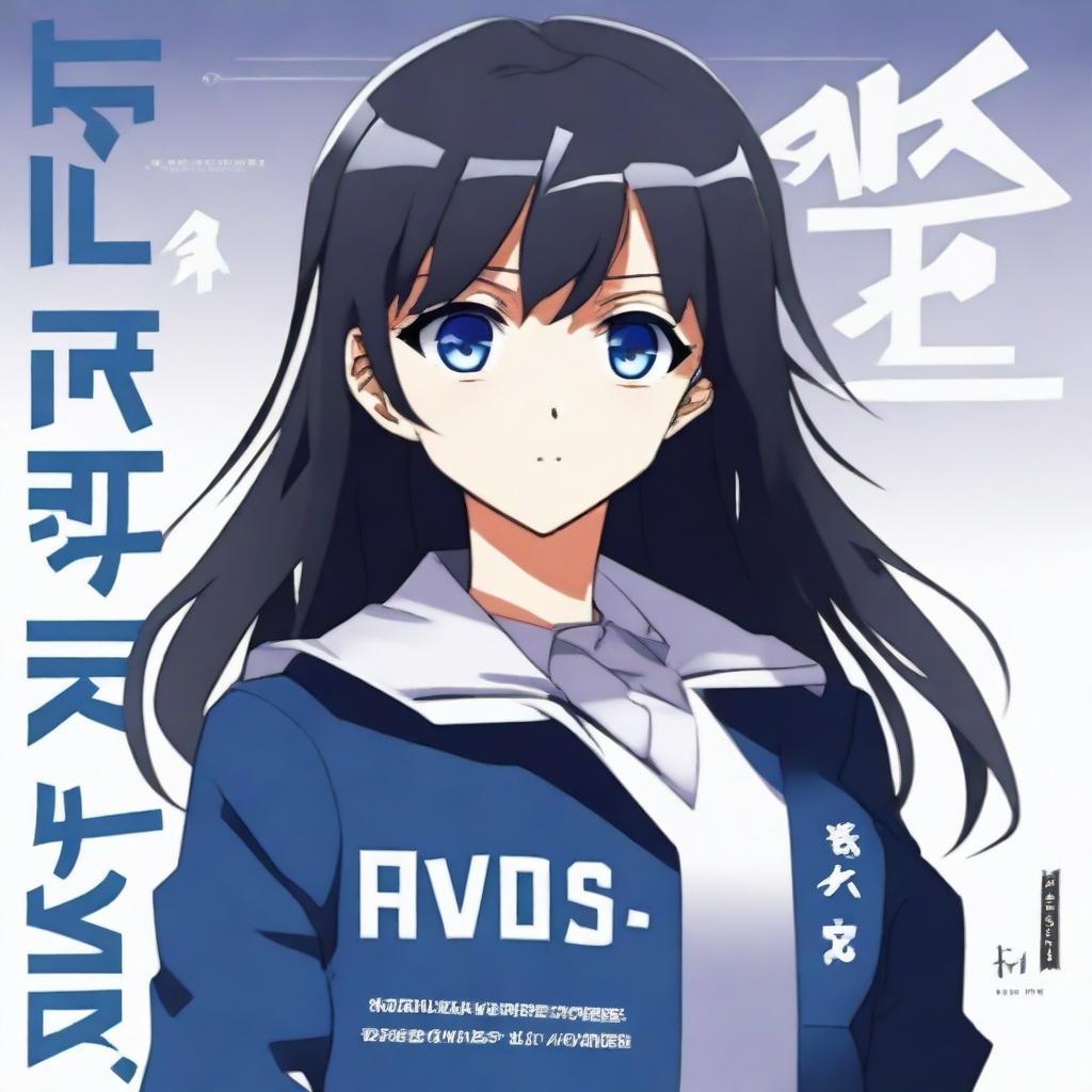 A digital art image of a medium-length black-haired, dark-eyed anime character wearing a dark blue school uniform jacket