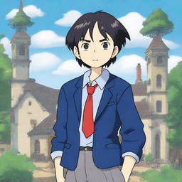 An anime-style digital art image of the highest quality, showcasing a medium-length, black-haired character with dark eyes