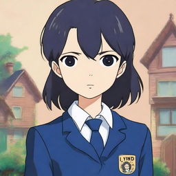 An anime-style digital art image of the highest quality, showcasing a medium-length, black-haired character with dark eyes