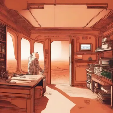 In the science fiction novel, the protagonist lived in an efficiency apartment on Mars while conducting his research.