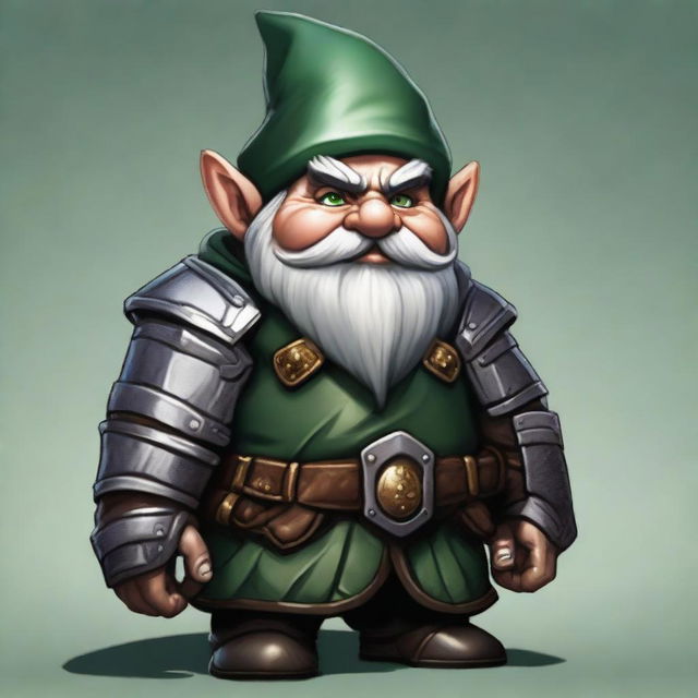 This is an artistic rendering of a male rock gnome artificer armorer