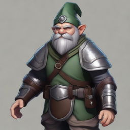 This is an artistic rendering of a male rock gnome artificer armorer