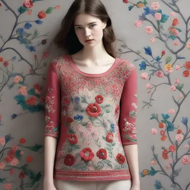 The artist showcased her attention to detail by incorporating the hemming-stitch in her embroidery artwork, creating intricate hem lines.