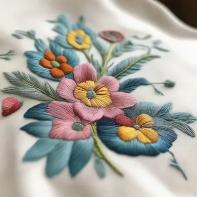 The artist showcased her attention to detail by incorporating the hemming-stitch in her embroidery artwork, creating intricate hem lines.
