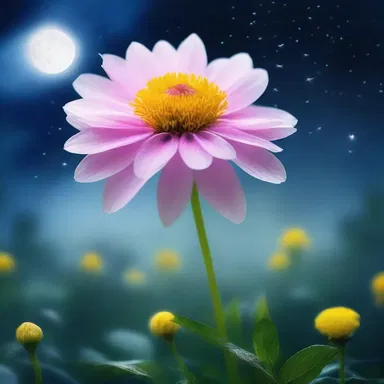 In the magical realm, there existed a rare flower head that emitted a captivating glow in the moonlight.