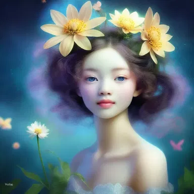 In the magical realm, there existed a rare flower head that emitted a captivating glow in the moonlight.