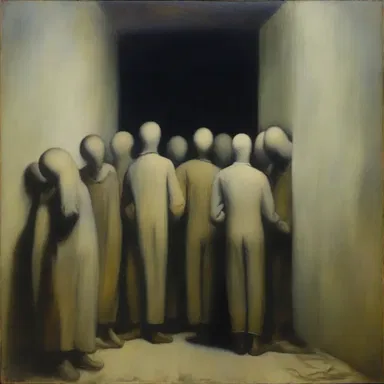 The claustrophobic atmosphere created by the tightly packed figures in the painting evoked a sense of confinement and unease.