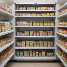 Various healthy children's products neatly arranged in refrigeration units, showcasing a range of nutritious and child-friendly food items.