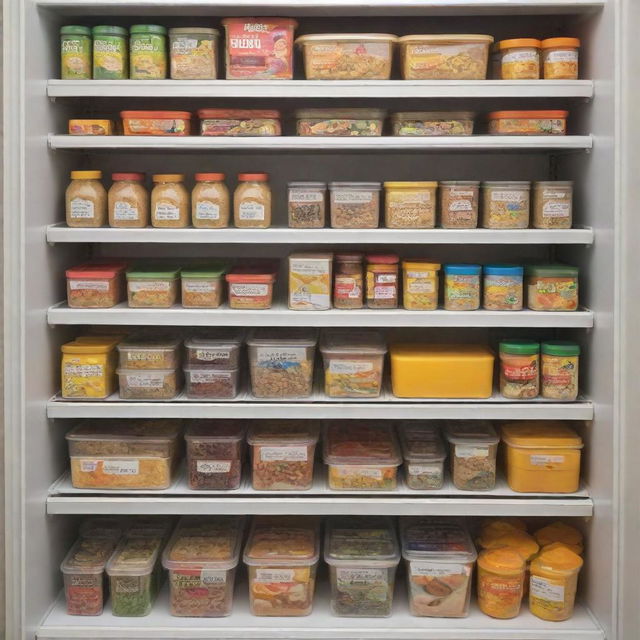 Various healthy children's products neatly arranged in refrigeration units, showcasing a range of nutritious and child-friendly food items.