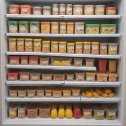 Various healthy children's products neatly arranged in refrigeration units, showcasing a range of nutritious and child-friendly food items.