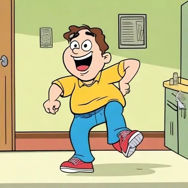 The main character's inborn clumsiness always leads to hilarious situations in the cartoon series.