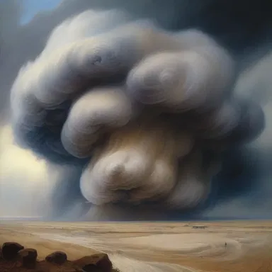 The artist meticulously painted the intricate details of the swirling dust cloud, capturing the intensity of the storm.
