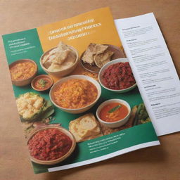 Create an advertising pamphlet featuring traditional food products. Include appealing food images, vibrant colors and readable texts