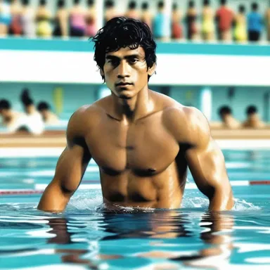 In the novel, the protagonist is a talented bather who wins a swimming competition against all odds.