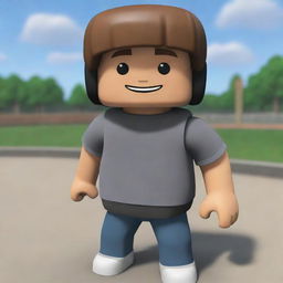 Modify the 3D model of a Roblox avatar to depict it actively playing. It should be interacting with a video game controller and display an expression of concentration and enthusiasm.