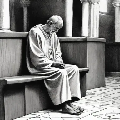 The penitent sinner entered the church and slouched in the back pew, seeking solace.