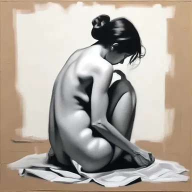 The artist beautifully captured the sadness in the woman's slouching figure.