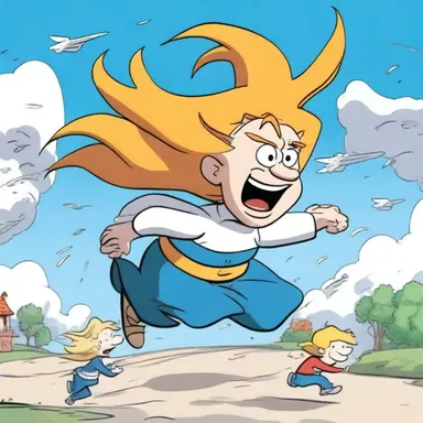 In the cartoon, the blusterous character entered the scene, blowing away all the other characters with their powerful gusts of wind.