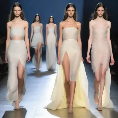 The designer quenched the luminescence of the fabric by adding a suitable substance, creating a subtle glow on the runway.