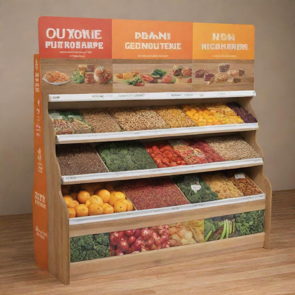 An eye-catching point-of-purchase (POP) material showcasing wholesome, nutritious food through an intriguing design.