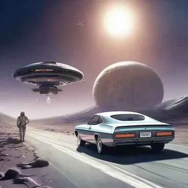 In the science fiction novel, the motorist traveled through space in their automated vehicle.
