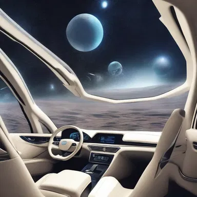 In the science fiction novel, the motorist traveled through space in their automated vehicle.