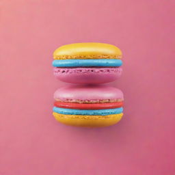 Create a cute, colorful macaron icon with a vibrant background