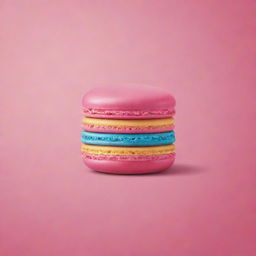 Create a cute, colorful macaron icon with a vibrant background