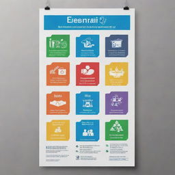 Design a visually captivating poster focused on 'Healthy and Safe at Work, Maintain Business Continuity'. The artwork should include health and safety symbols, workplace elements, and a strong, reassuring color palette to emphasize care and continuity.