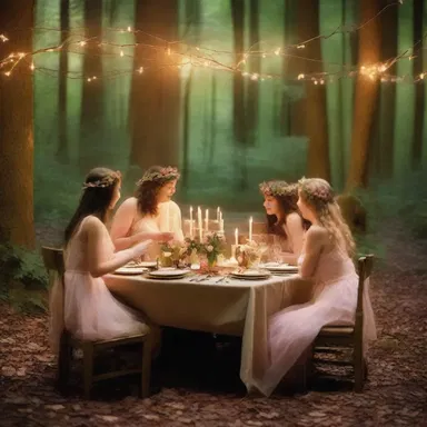 In the enchanted forest, the fairies organized a magical dinner party where everything came to life.