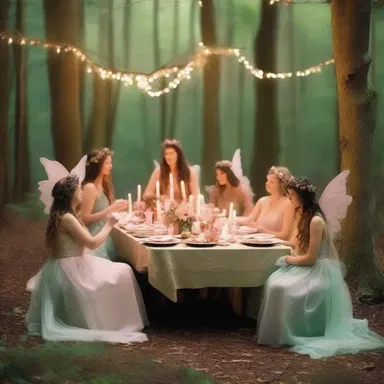 In the enchanted forest, the fairies organized a magical dinner party where everything came to life.