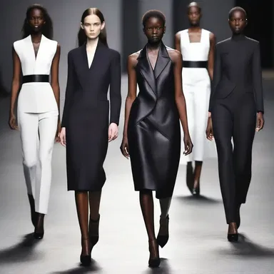 The designer showcased a collection inspired by the concept of ill health, using dark colors and structured silhouettes.