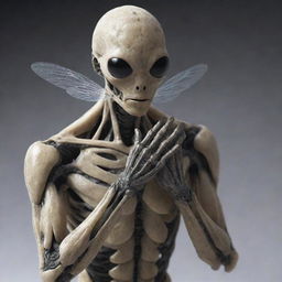 A humanoid figure with fly-like characteristics, rubbing his hands together in a typical fly manner.