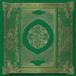 This image features a high-quality digital rendering of a green Persian book, adorned with intricate flower ornaments