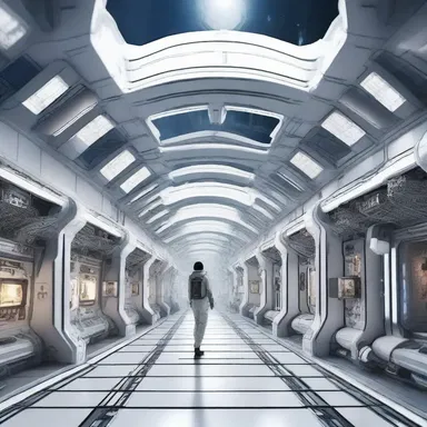 In the science fiction novel, the protagonist spends most of their time lying around on a futuristic space station.