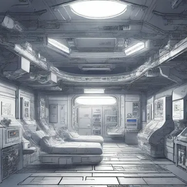 In the science fiction novel, the protagonist spends most of their time lying around on a futuristic space station.