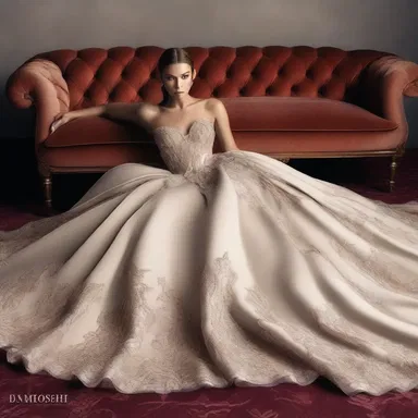 The supermodel decided to lie around in her luxurious designer gown during the fashion photoshoot.