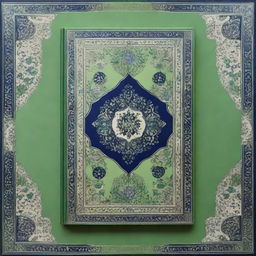 This high-quality image features a light green Persian book