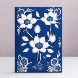 The image displays a high-quality Kyrgyz book cover, beautifully decorated with dark blue and white magnolia flower ornaments