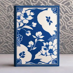 The image displays a high-quality Kyrgyz book cover, beautifully decorated with dark blue and white magnolia flower ornaments