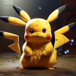 Produce a high-quality, photorealistic image of Pikachu from Pokemon.