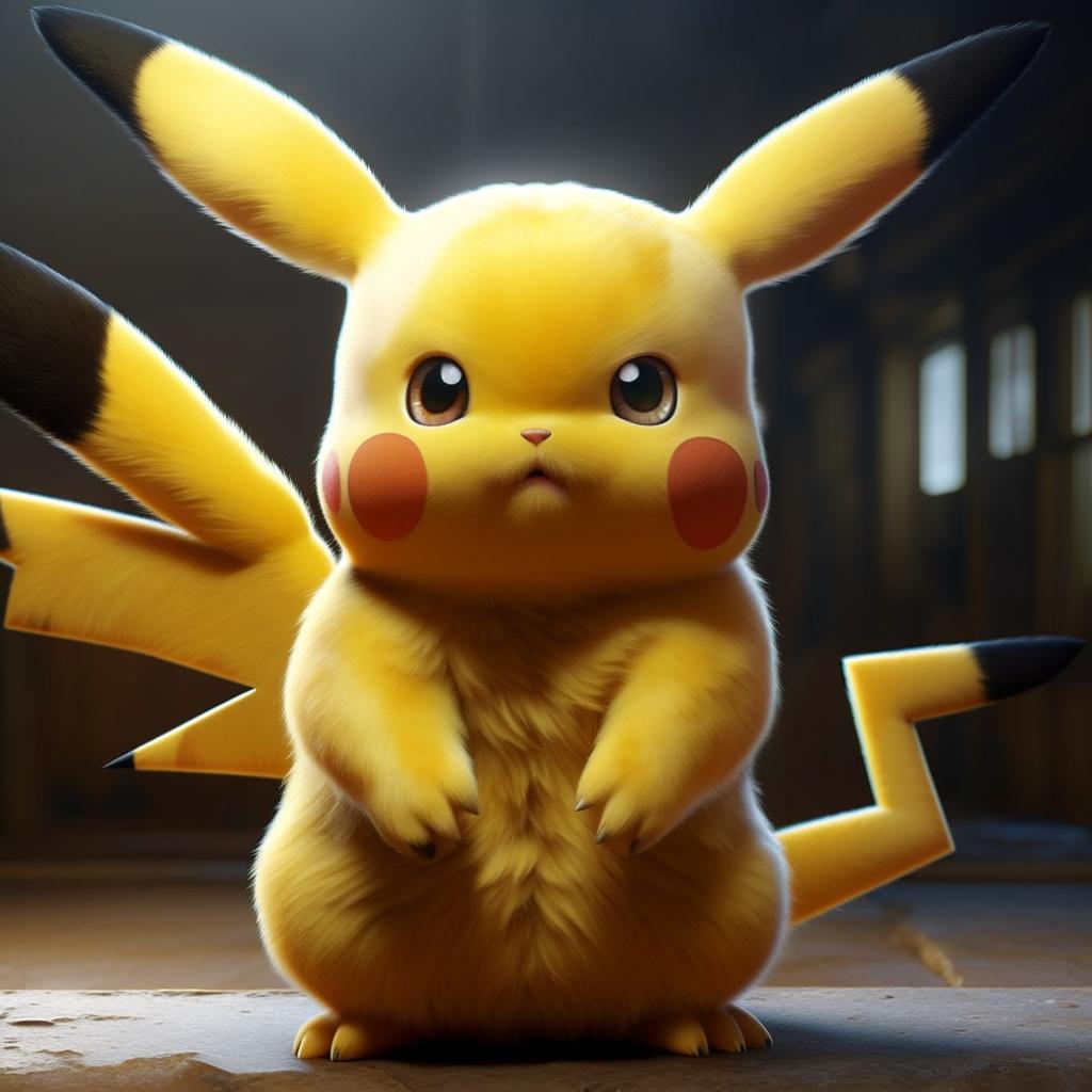 Produce a high-quality, photorealistic image of Pikachu from Pokemon.