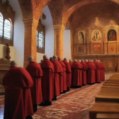 In the monastery, the monks gathered in the chapel to chant compline, concluding their day with prayers and reflection.