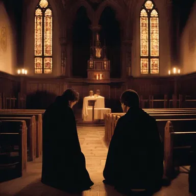 In the movie, there was a powerful scene where the main character found solace and strength during compline at a church.