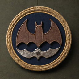 A detailed image showcasing a bat emblem prominently on a military leader's hat, symbolizing authority and power.