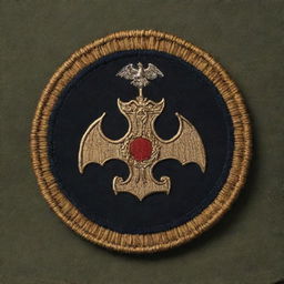 A detailed image showcasing a bat emblem prominently on a military leader's hat, symbolizing authority and power.