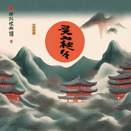 A high-quality digital art illustration of a book cover titled “忽有山河大地——龚贤笔下的金陵”, published by “九乡河文理学院出版社”