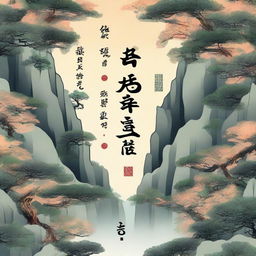 A high-quality digital art illustration of a book cover titled “忽有山河大地——龚贤笔下的金陵”, published by “九乡河文理学院出版社”