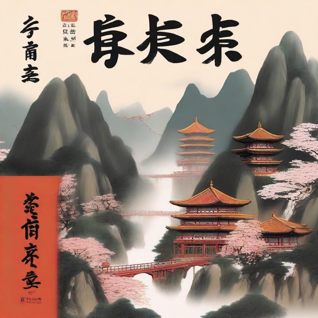 A high-quality digital art illustration of a book cover titled “忽有山河大地——龚贤笔下的金陵”, published by “九乡河文理学院出版社”