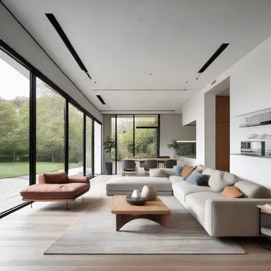 The displacement of walls in this modern house design creates an open and spacious living area.